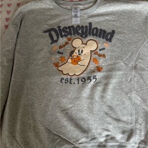 Disney Gray Sweatshirt with Halloween Ghost Mickey Design